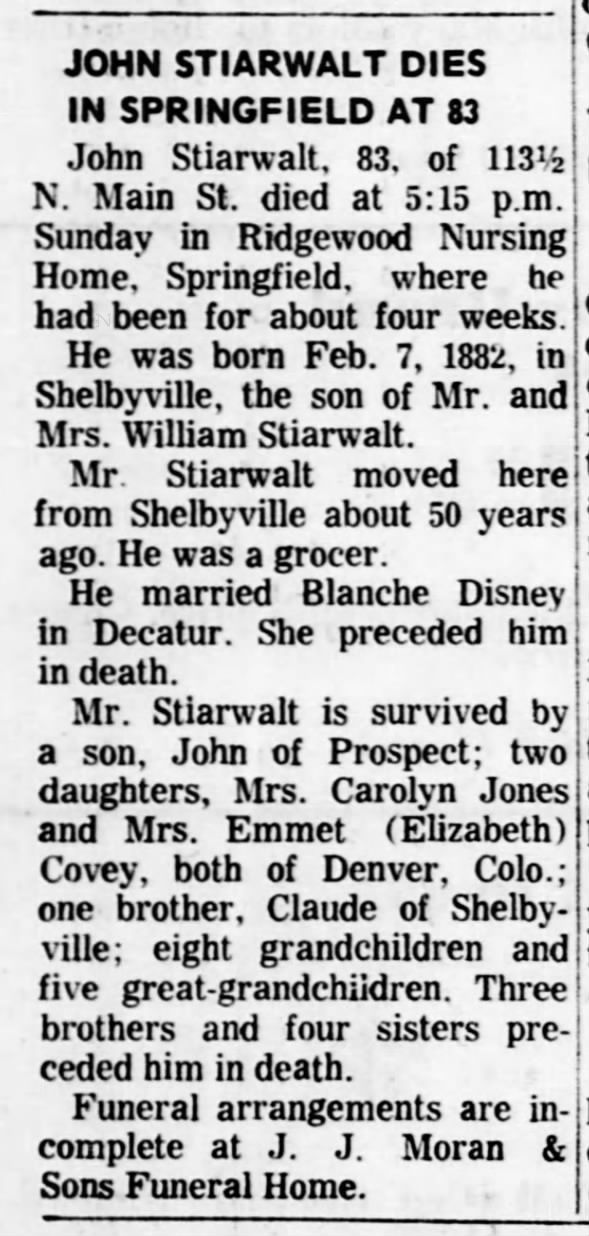 John Stiarwalt 1966 obit